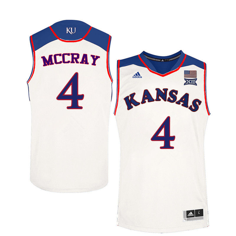 Men Kansas Jayhawks #4 Danielle McCray College Basketball Jerseys-White - Click Image to Close